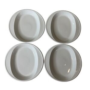 Set (4) Caddy Tognana Italy White Ceramic‎ Bowls Plates Textured Rim Replacement
